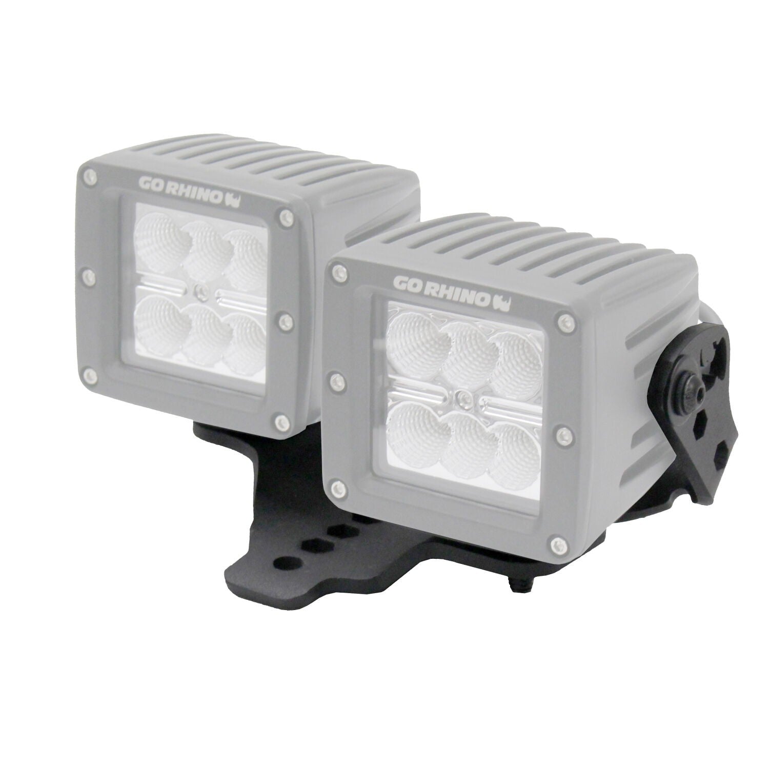 XE Hood Hinge Light Mount for Two 3 Inch X 3 Inch Dual cube LED's Textured Black 2018-2026 Jeep Wrangler JL 2020-2025 Jeep Gladiator Go Rhino