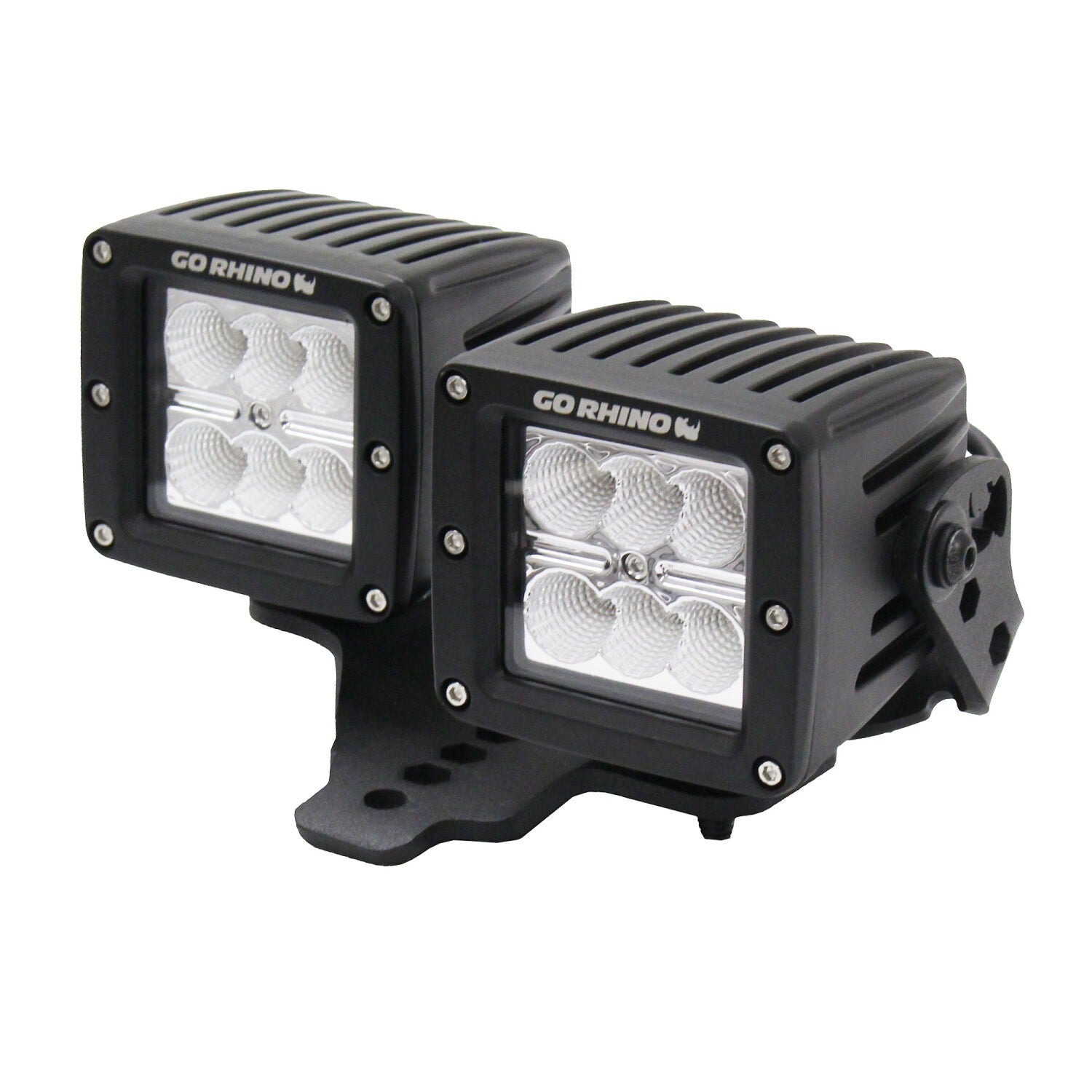 XE Hood Hinge Light Mount for Two 3 Inch X 3 Inch Dual cube LED's Textured Black 2018-2026 Jeep Wrangler JL 2020-2025 Jeep Gladiator Go Rhino