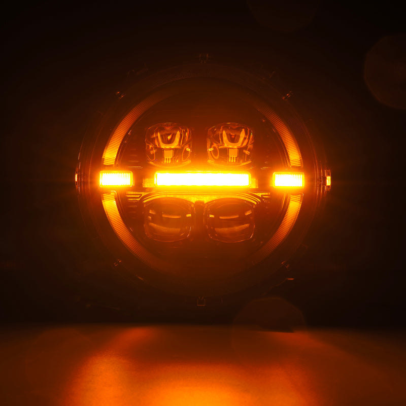 AlphaRex LED projector headlights for 18-23 Jeep Wrangler JL and Gladiator JT with sequential signal and DRL features.