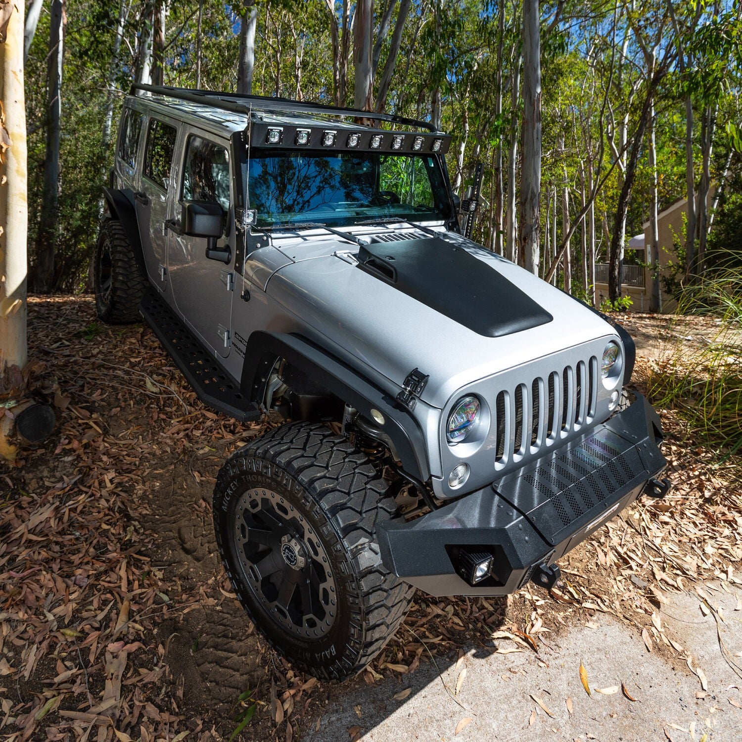 WLF Windshield Light Mount Frame Compatible with Rigid D-Series Dually Textured Black For 2007-2018 Jeep Wrangler JK Go Rhino