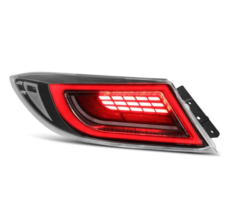 AlphaRex LUXX LED taillight for 22-24 Toyota GR86 in Alpha-Black finish, featuring a sleek design and bright red illumination.