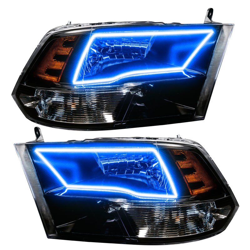 Oracle 09-17 RAM 1500 TRX/SLT Quad Pre-Assembled Headlights - Blk Housing - ColorSHIFT
