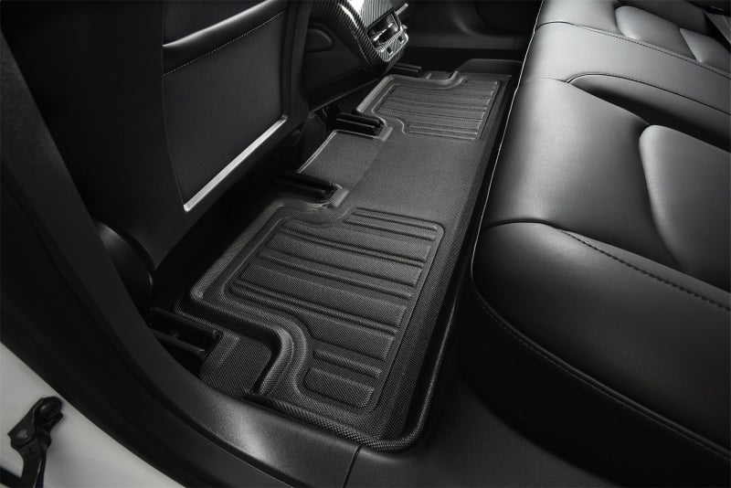 3D MAXpider black floormats for 2026 Tesla Model Y, designed for 1st and 2nd row, showcasing a sleek, durable fit.