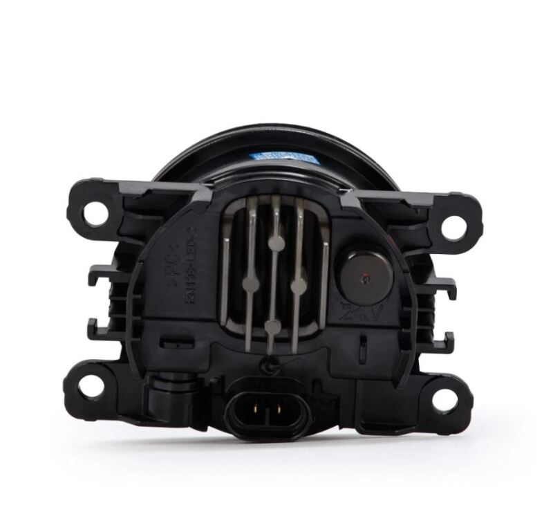 AlphaRex DoubleTap dual color LED projector fog lights for Acura, Ford, Honda, Subaru, and Nissan with a black housing.