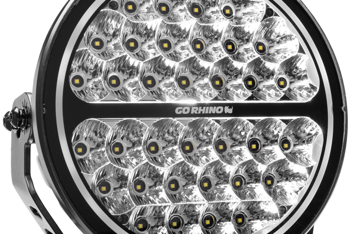 Go Rhino Blackout Series Lights 9 Inch Round LED Single Driving Kit W/Daytime Running Lights Black 2026-2026 Chevrolet Suburban 2026-2026 Chevrolet Tahoe Go Rhino