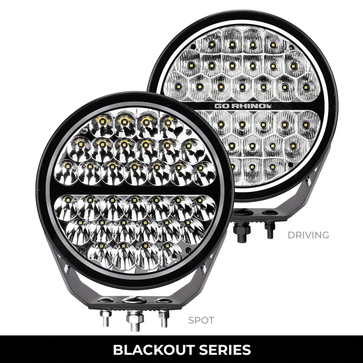 Go Rhino Blackout Series Lights 9 Inch Round LED Single Driving Kit W/Daytime Running Lights Black 2026-2026 Chevrolet Suburban 2026-2026 Chevrolet Tahoe Go Rhino