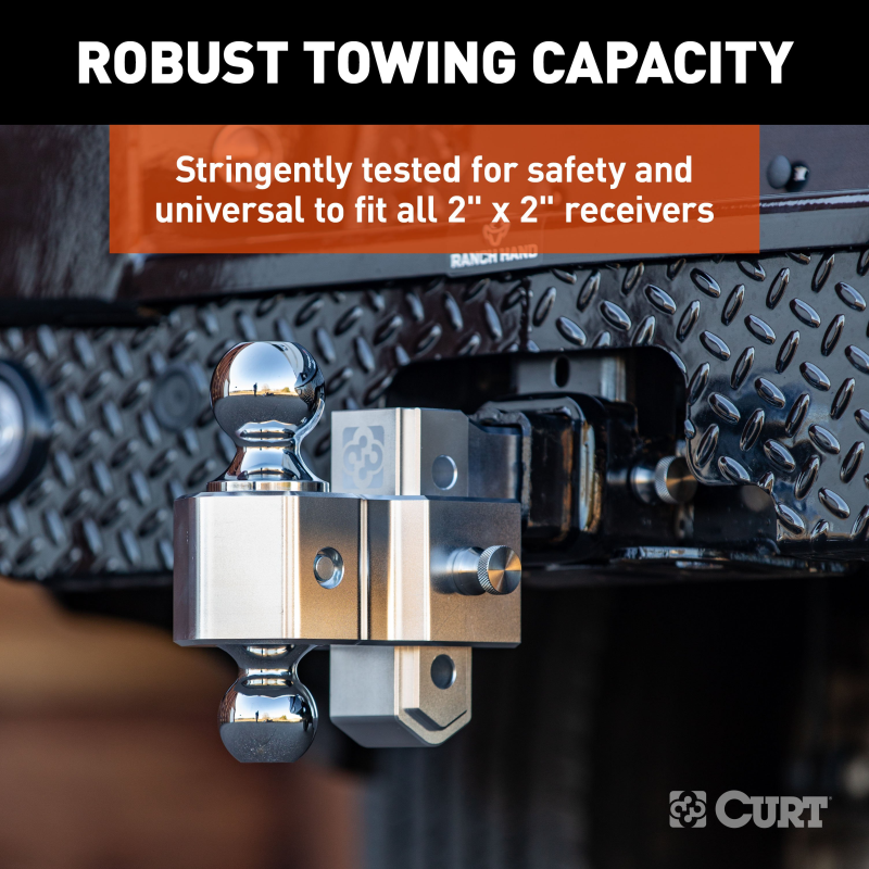 CURT AlumaLite Adjustable Aluminum Hitch with Dual Ball, 3-1/2" Drop Model 45364