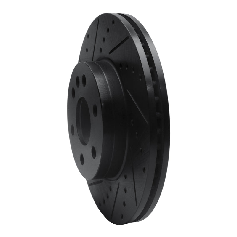 R1 15-20 Chevrolet Colorado Front Left Drilled & Slotted Black Brake Rotor