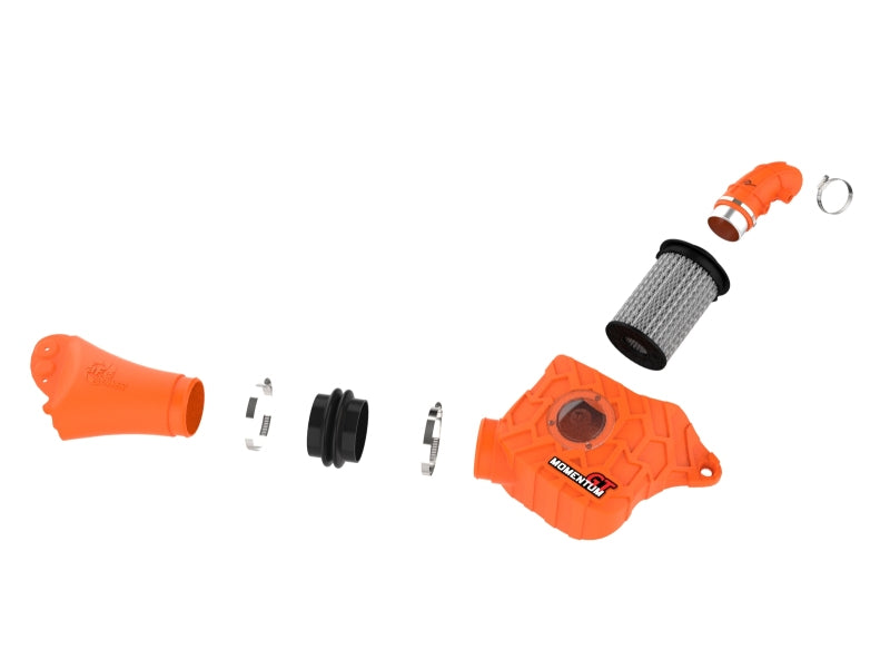 afe Momentum Sealed Intake system for Suzuki Jimny 2019-2025, featuring an orange housing, filter, and installation components.