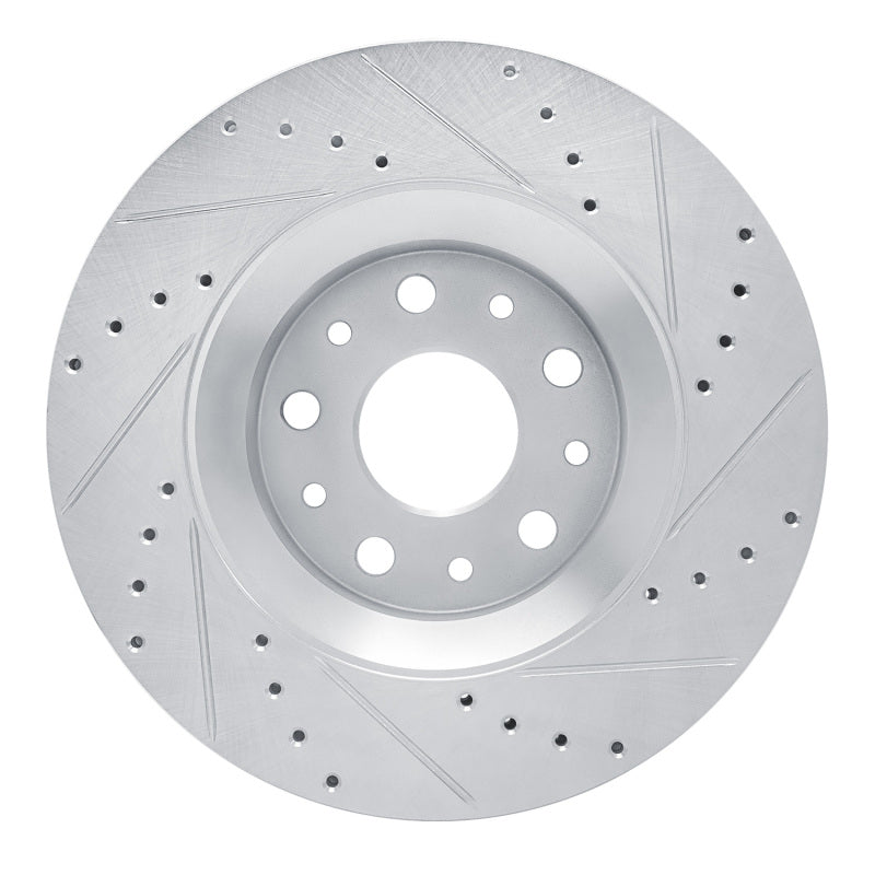 R1 18-25 Jeep Wrangler Front Left Drilled & Slotted Silver Brake Rotor