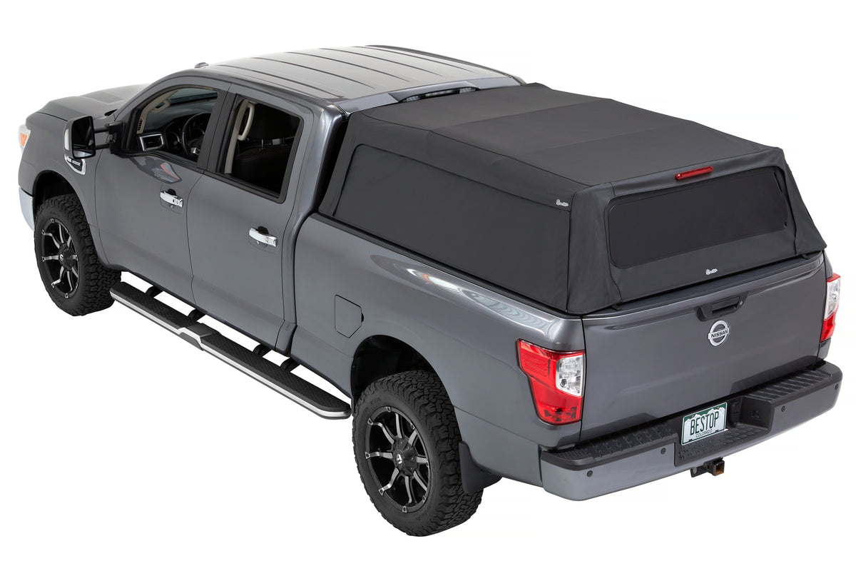 Supertop Truck Bed Cap 2 For Nissan 2004-2024 Titan 6.5 Foot Black Diamond PVC Coated Sailcloth No Drill Bestop