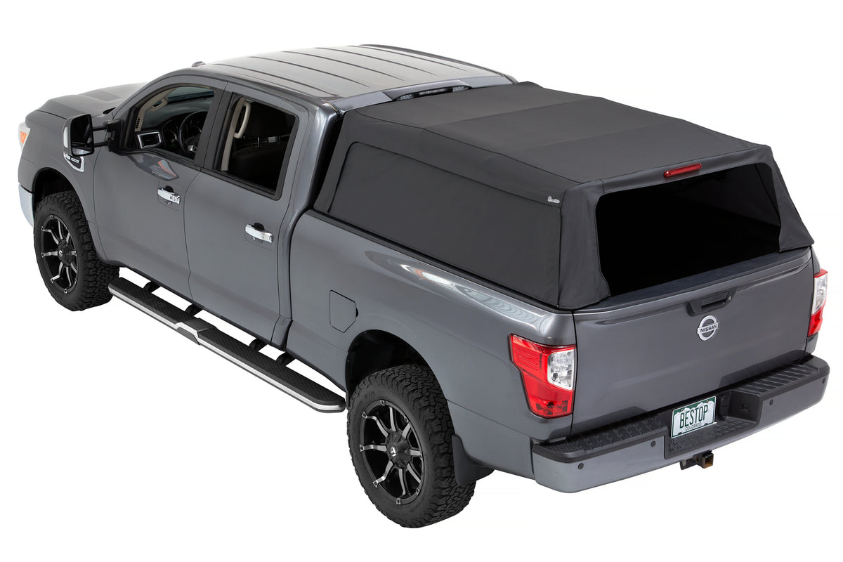 Supertop Truck Bed Cap 2 For Nissan 2004-2024 Titan 6.5 Foot Black Diamond PVC Coated Sailcloth No Drill Bestop
