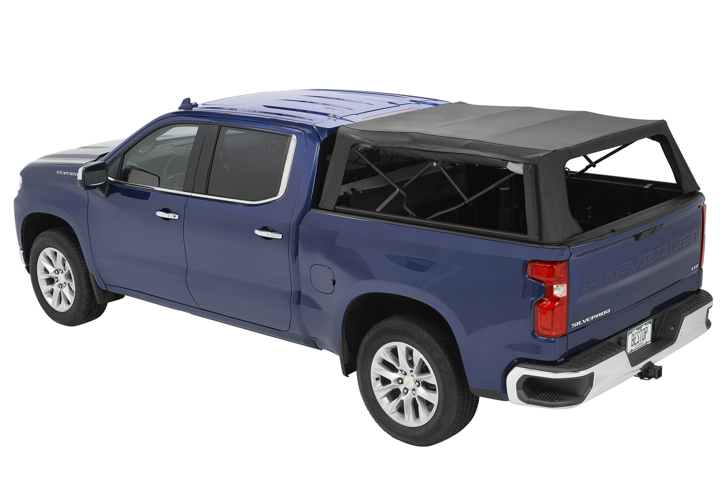Supertop Truck Bed Cap 2 For Chevy/GMC 2019-2024 Silverado/Sierra 1500 Exc 19 Classic 6.5 Foot Black Diamond PVC Coated Sailcloth No Drill Bestop