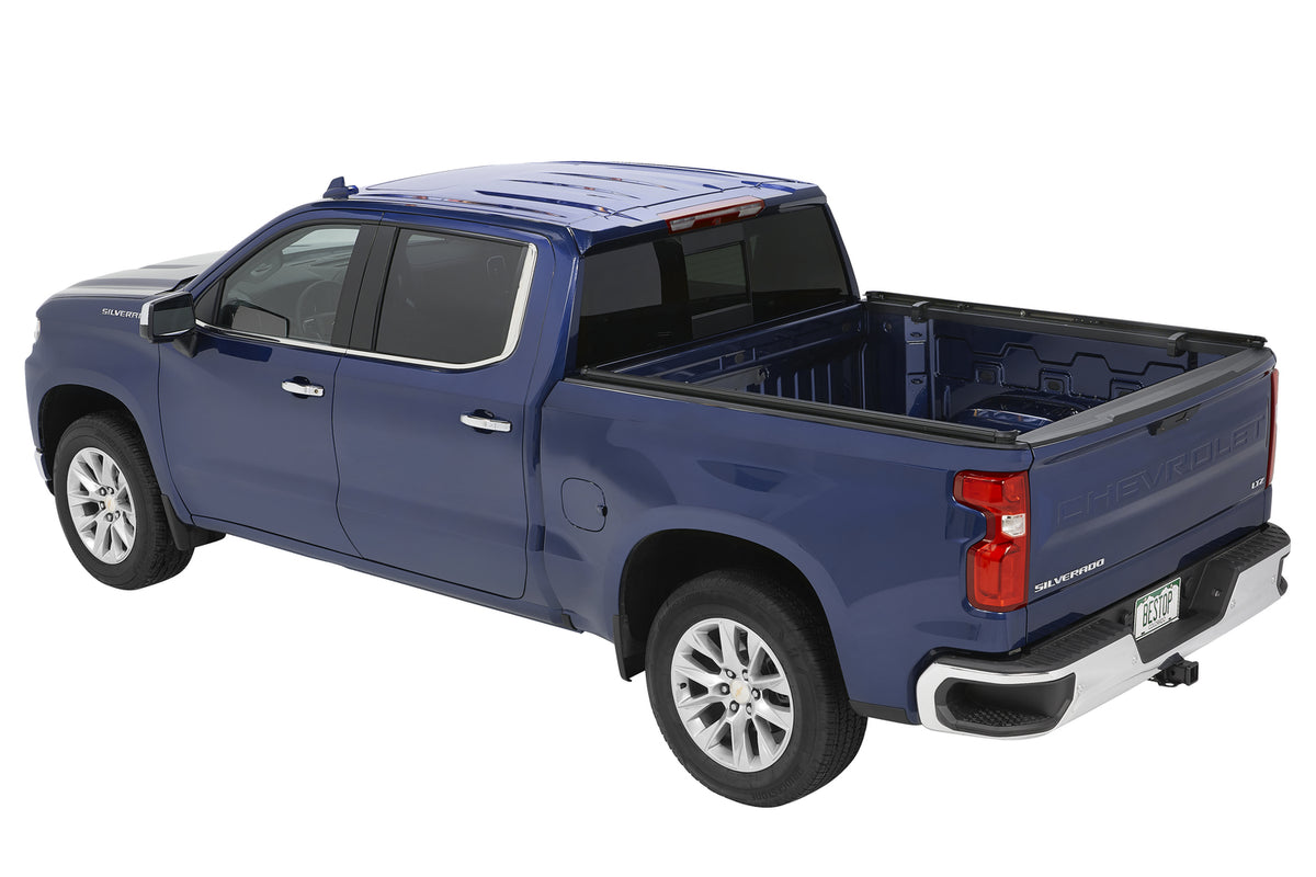 Supertop Truck Bed Cap 2 For Chevy/GMC 2020-2024 Silverado/Sierra 2500/3500 HD 6.8 Foot Black Diamond PVC Coated Sailcloth No Drill Bestop