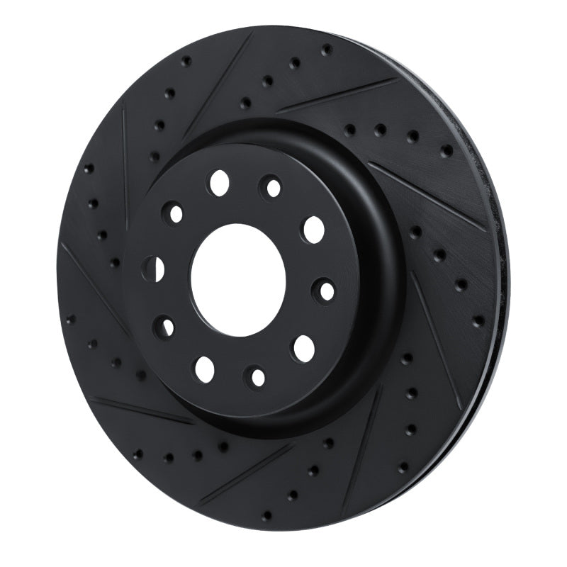 R1 18-25 Jeep Wrangler Front Left Drilled & Slotted Black Brake Rotor