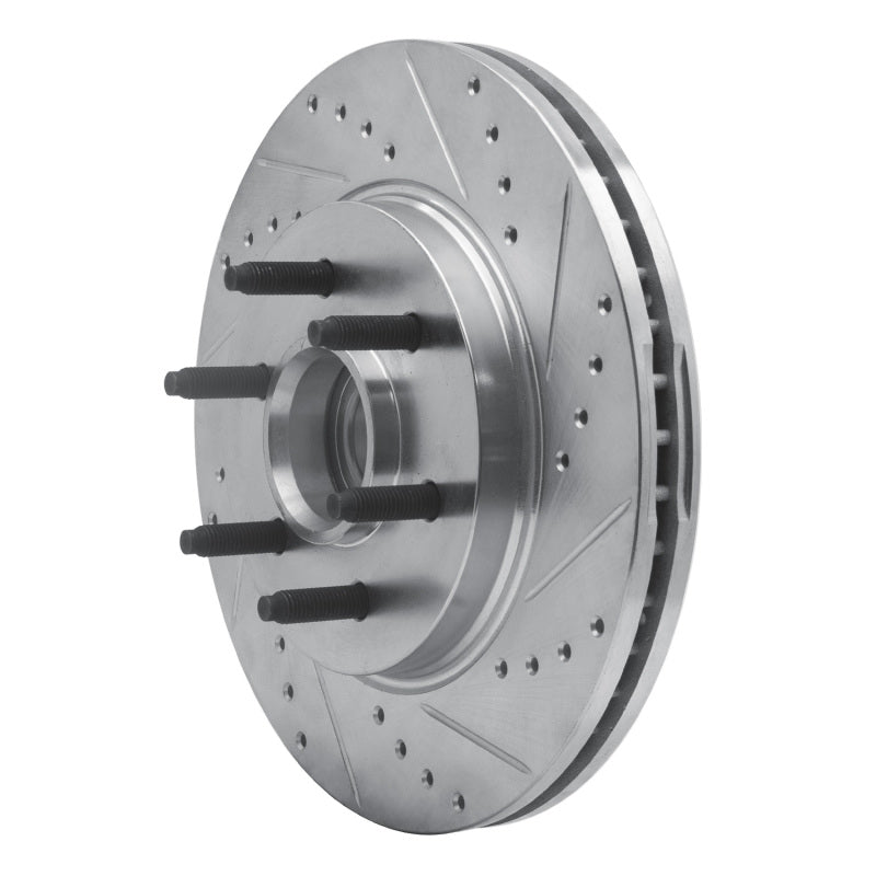 R1 04-08 Ford F-150 RWD Front Right Drilled & Slotted Silver Brake Rotor