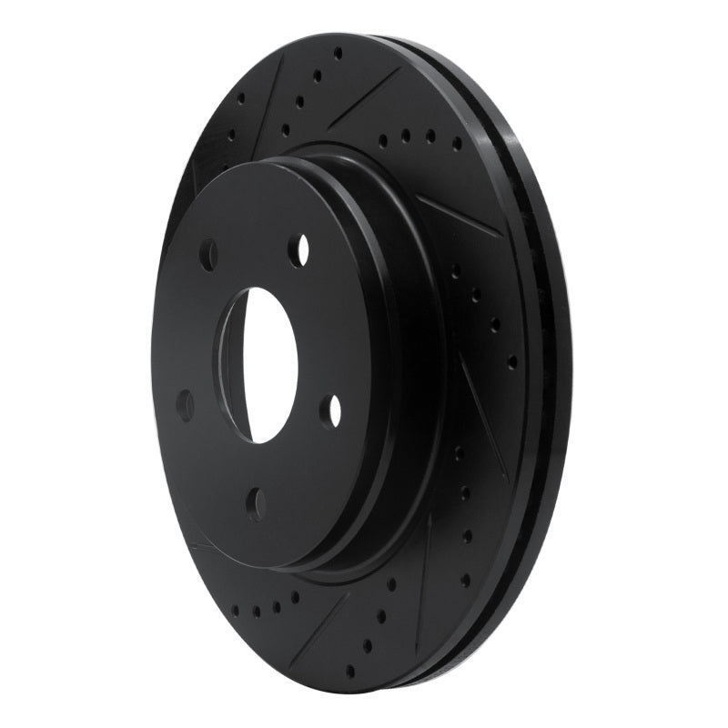 R1 02-24 Chrysler ASPEN Front Left Drilled & Slotted Black Brake Rotor