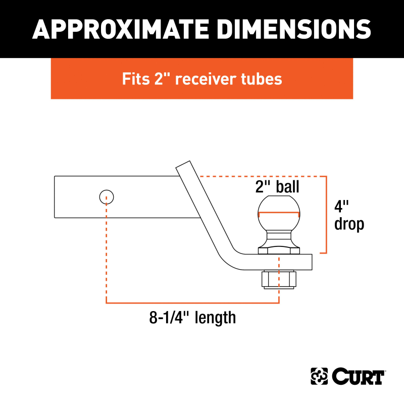 CURT Loaded Ball Mount with 2" Ball, Imported (2" Shank, 7,500 lbs., 4" Drop) Model 45856