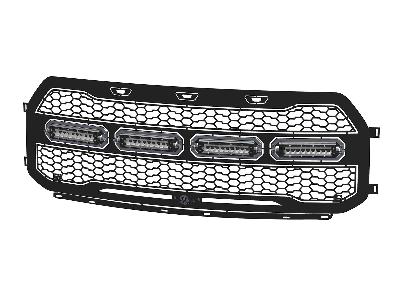 Scorpion Complete Replacement Tread Design Grille Flat Black w/ LED Lights Ford F-150 Raptor 17-20 aFe Power