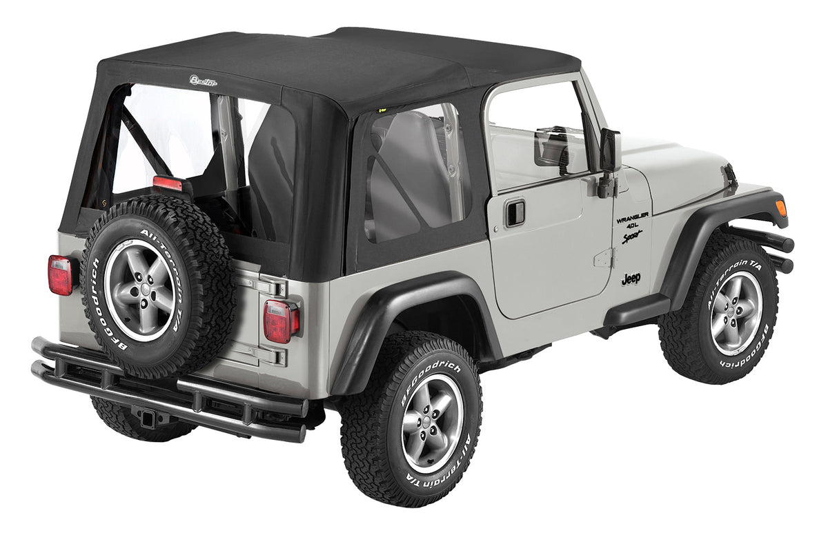Replace-A-Top for OEM Hardware For Jeep 1997-2002 Wrangler TJ Clear Black Sailcloth No Door Skins Included Bestop