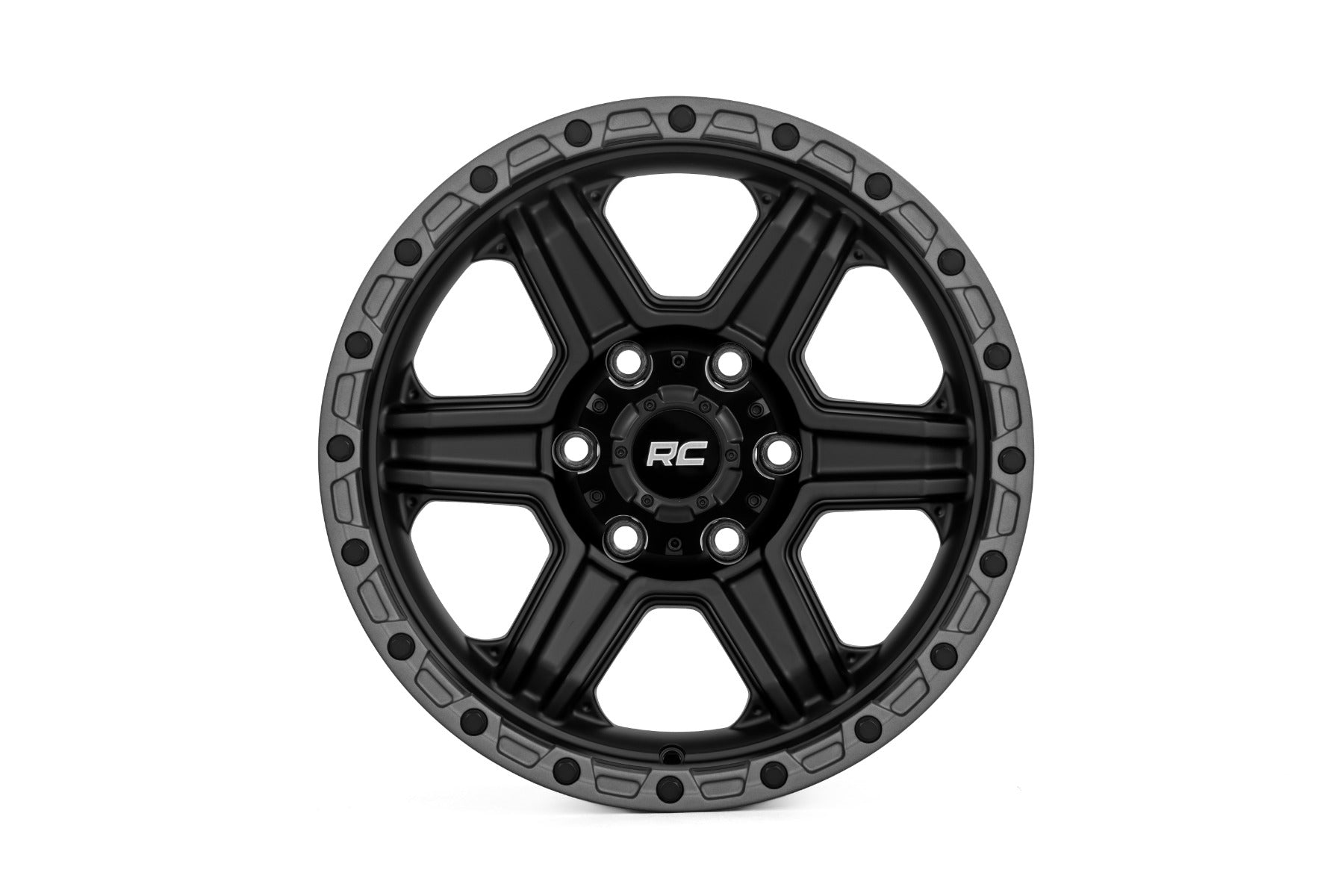 79 Series Wheel One-Piece Semi Gloss Black w/Gunmetal Ring 17x8.5 6x5.5 0mm Rough Country