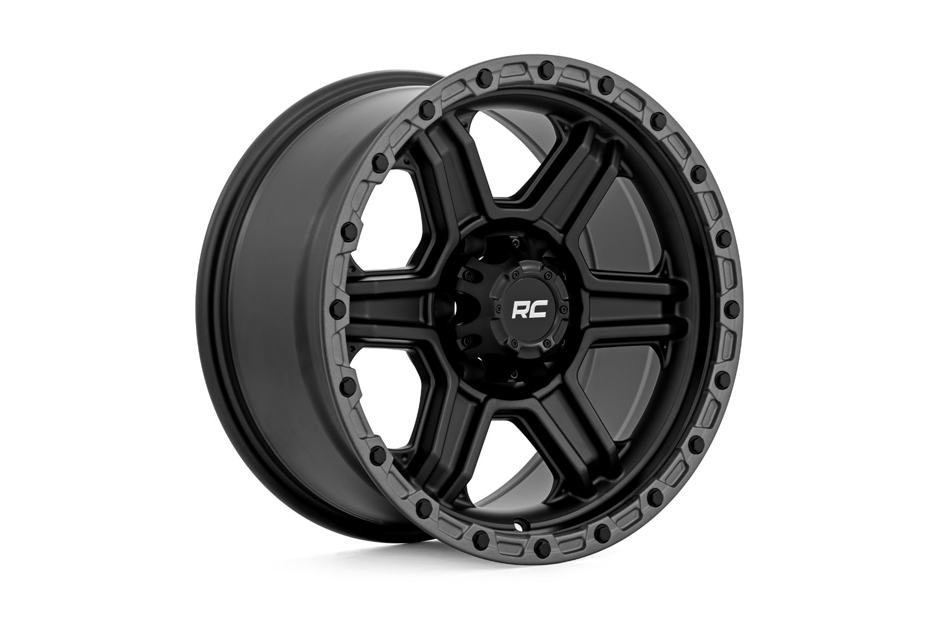 79 Series Wheel One-Piece Semi Gloss Black w/Gunmetal Ring 17x8.5 6x5.5 0mm Rough Country