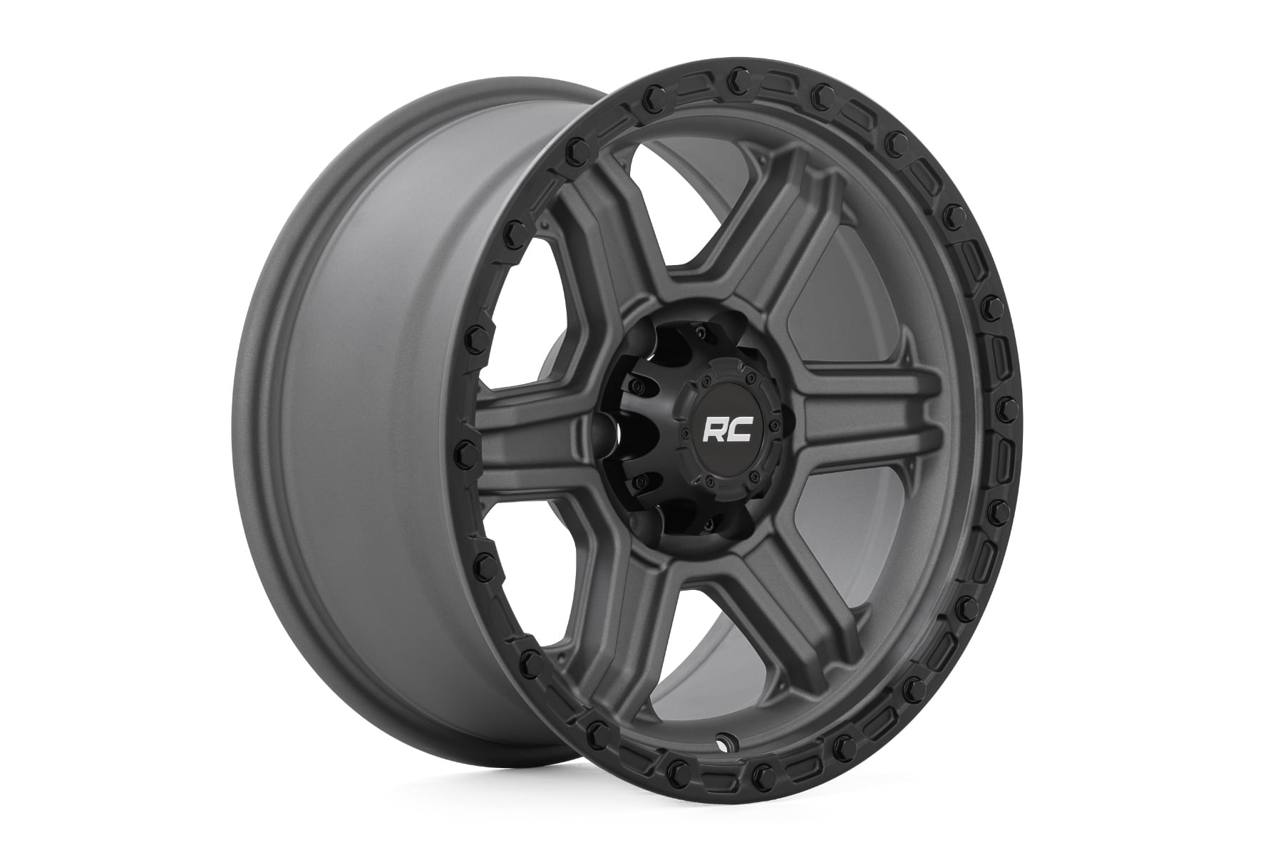 79 Series Wheel One-Piece Gunmetal Gray w/Black Ring 17x8.5 6x5.5 0mm Rough Country