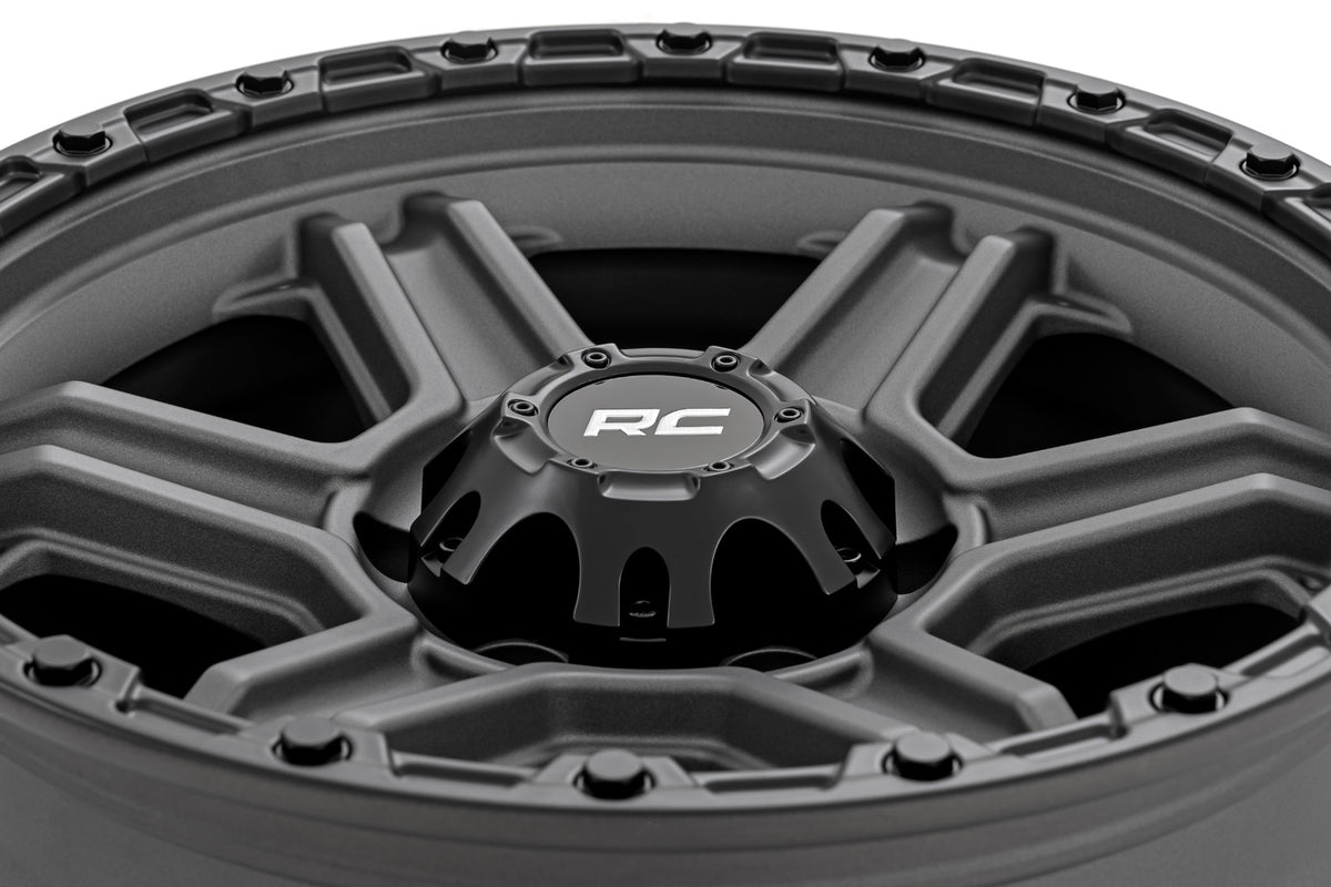 79 Series Wheel One-Piece Gunmetal Gray w/Black Ring 17x8.5 6x5.5 0mm Rough Country