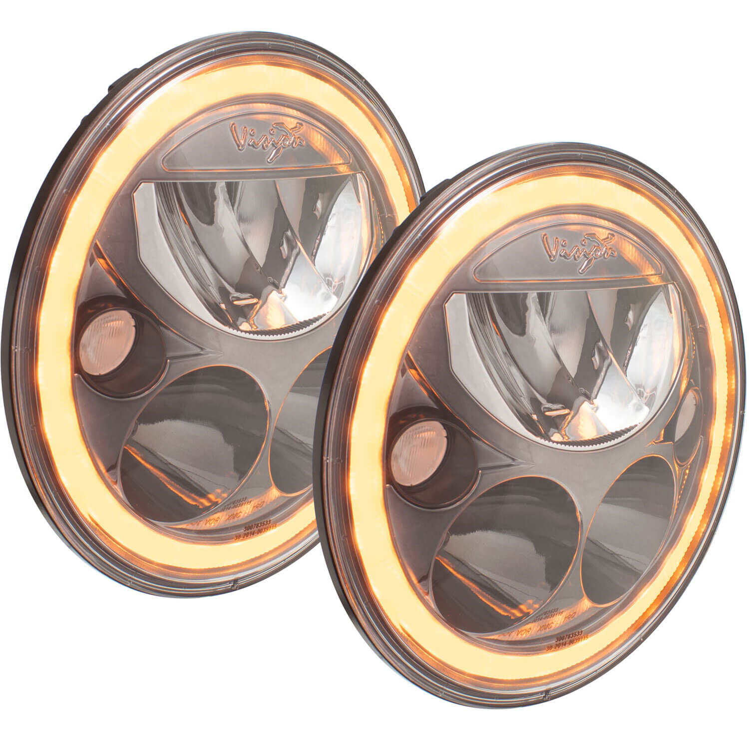 7" VX Series LED Headlight Kit - Black Chrome | Amber Halo