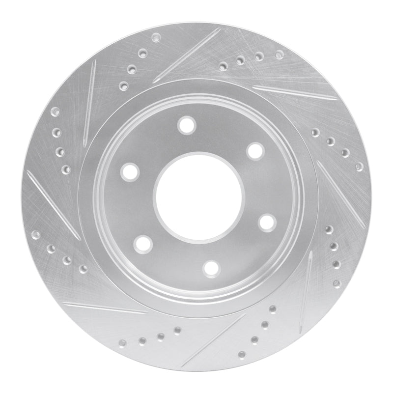 R1 05-07 Infiniti QX56 Front Right Drilled & Slotted Silver Brake Rotor