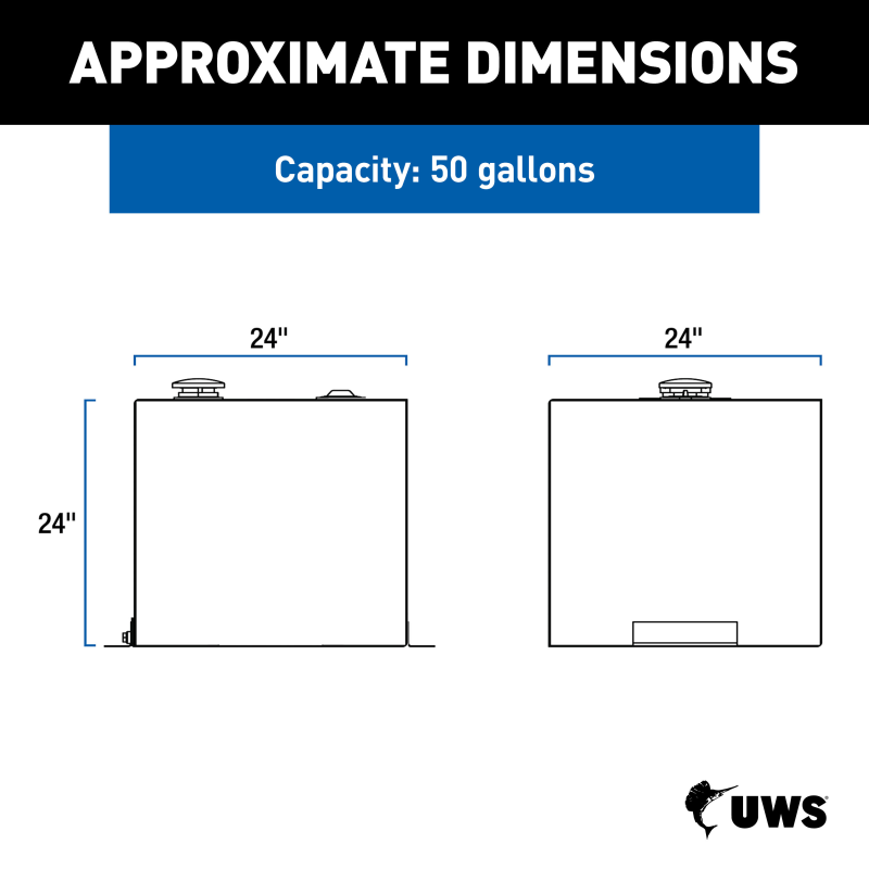 UWS Matte Black 53-Gallon Rectangle Steel Transfer Tank Model ST-53-R-MB