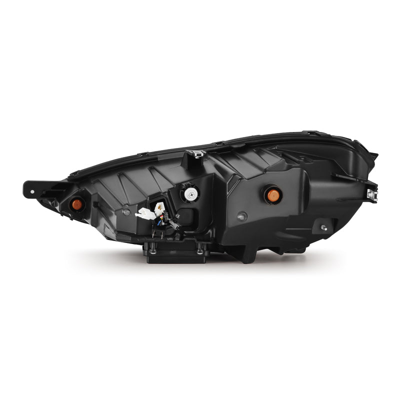 AlphaRex NOVA LED projector headlights for 2012-2021 Tesla Model S in black, featuring active lighting and sequential signals.