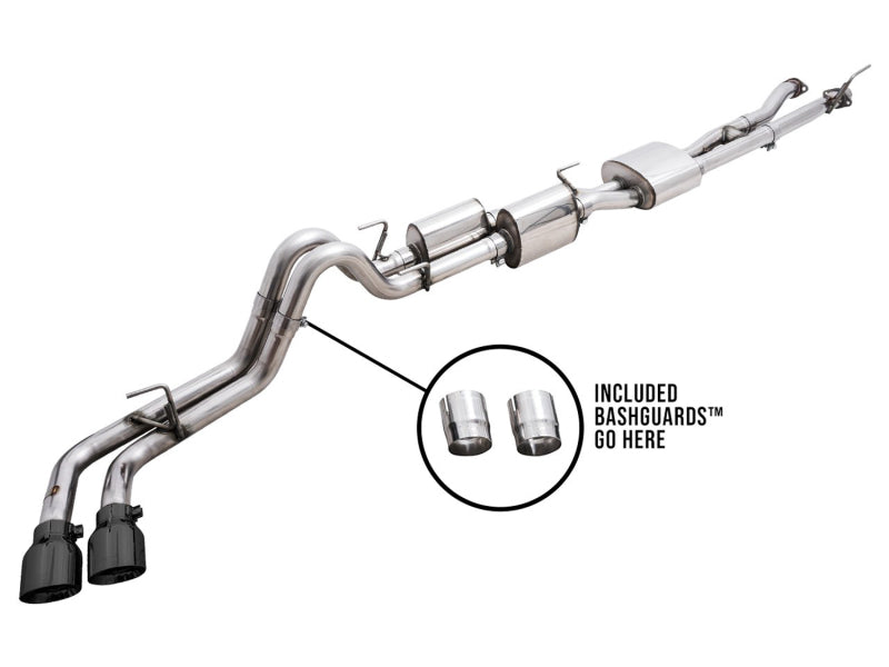 AWE Tuning 16-22 Toyota Tacoma 0FG Cat-Back Exhaust w/ BashGuard - Dual Diamond Black Tips