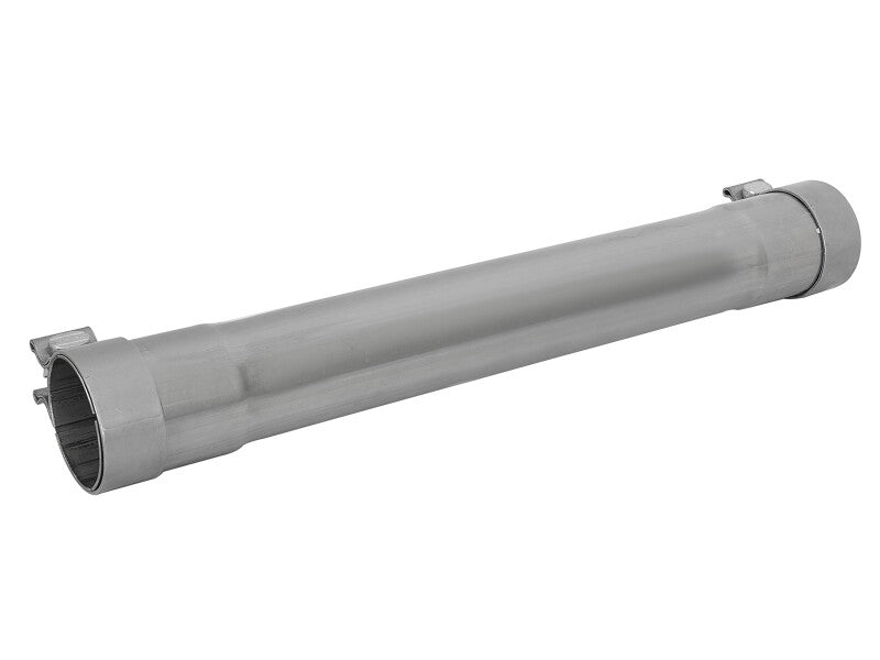 Afe MACH Force-Xp resonator delete pipe with 3-inch inlet and outlet, 19-inch overall length, includes clamps for installation.
