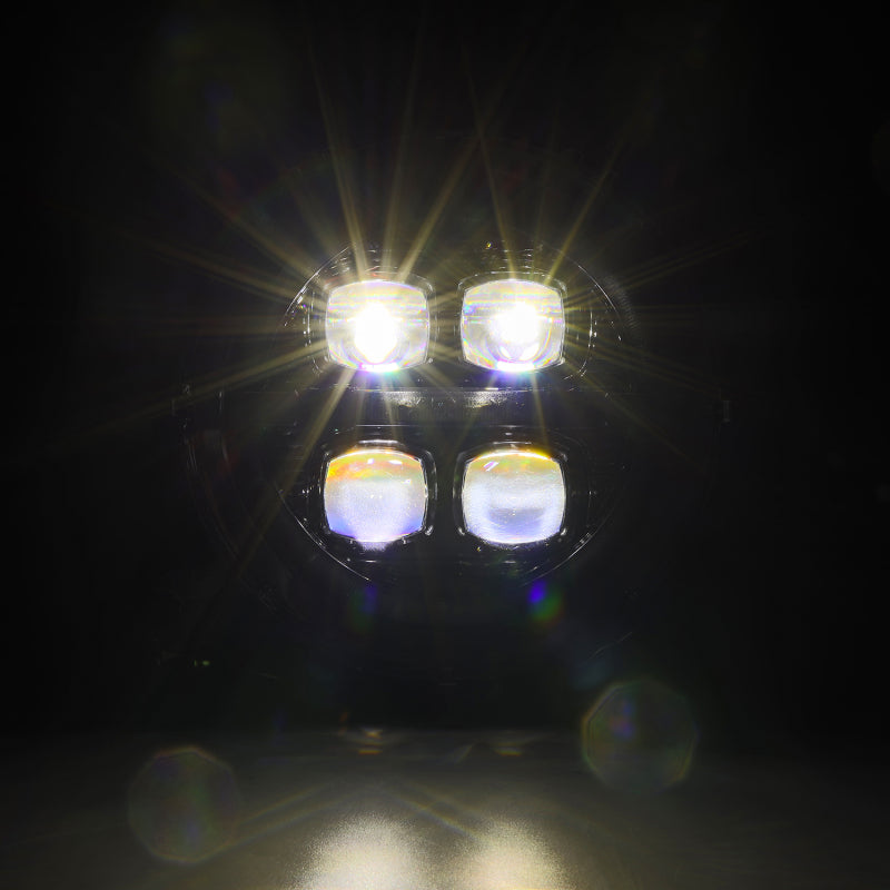 AlphaRex LED projector headlights for 18-23 Jeep Wrangler JL/Gladiator JT with black housing and sequential signals.