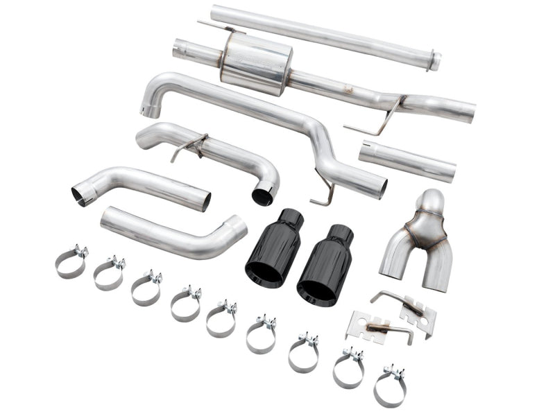 AWE Tuning 0FG 21+ Ford F150 Dual Split Rear Cat-Back Exhaust- 5in Diamond Black Tips