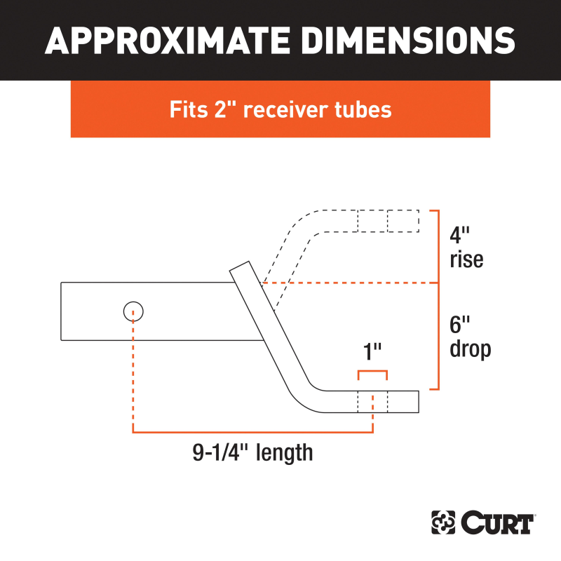 CURT Class 3 Ball Mount, Imported (2" Shank, 7,500 lbs., 6" Drop, 9-1/4" Long) Model 45870