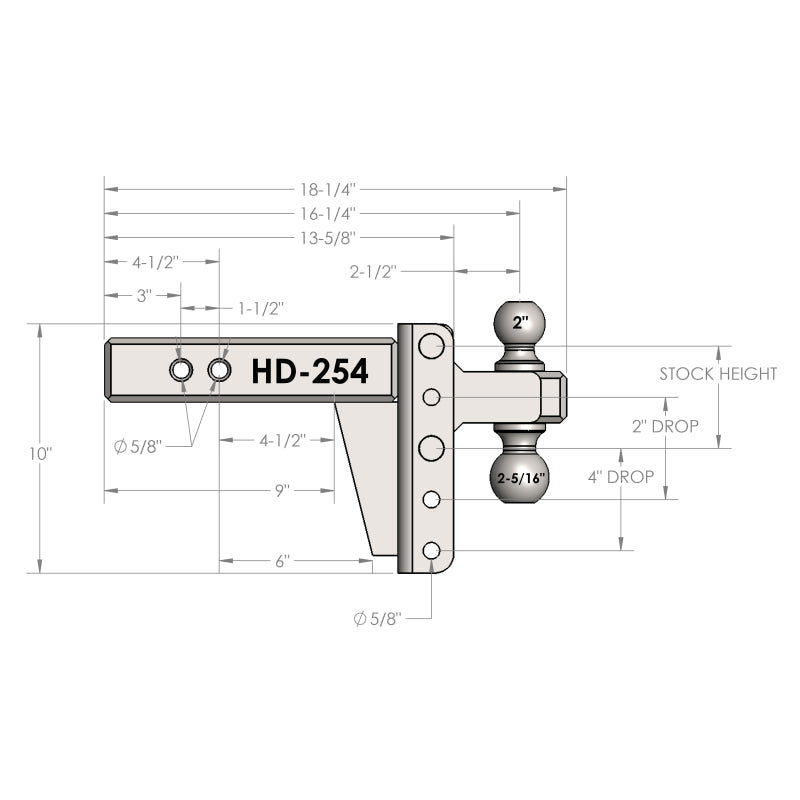 BulletProof Hitches 2.5" Heavy Duty 4" Drop/Rise Hitch Model HD254
