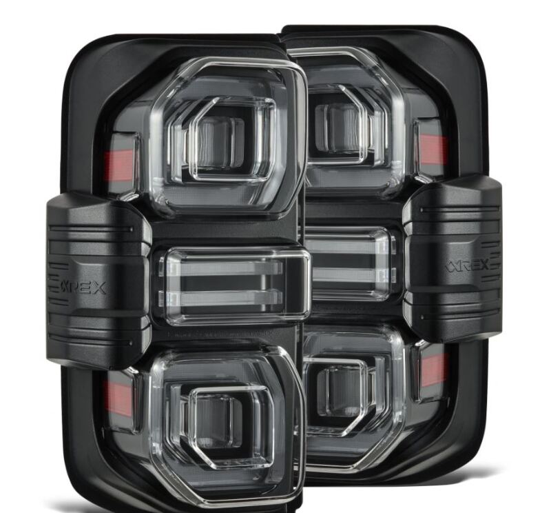 AlphaRex Nova-Series LED tail lights for 2021-2024 Ford Bronco, featuring a sleek black design and modern lighting elements.