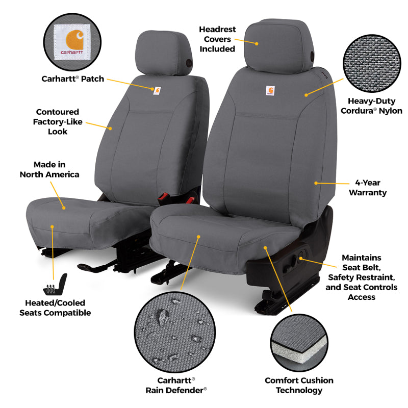 Covercraft 15-20 Ford F-150 Carhartt Super Dux PrecisionFit Custom 1st Row Seat Covers - Gravel