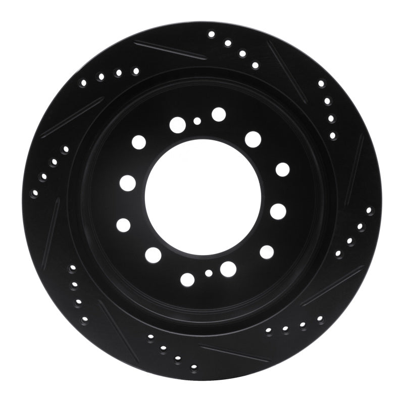 R1 01-09 Lexus GX470 Rear Left Drilled & Slotted Black Brake Rotor