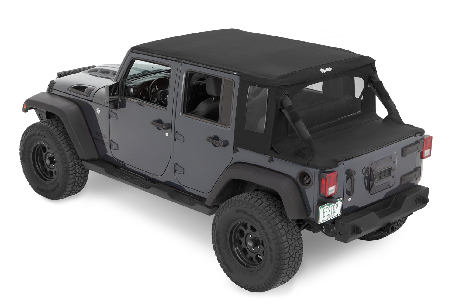 Jeep Wrangler Halftop Soft Top Conversion Kit For Jeep 2007-2018 Wrangler JK 4 Door Black Diamond Bestop