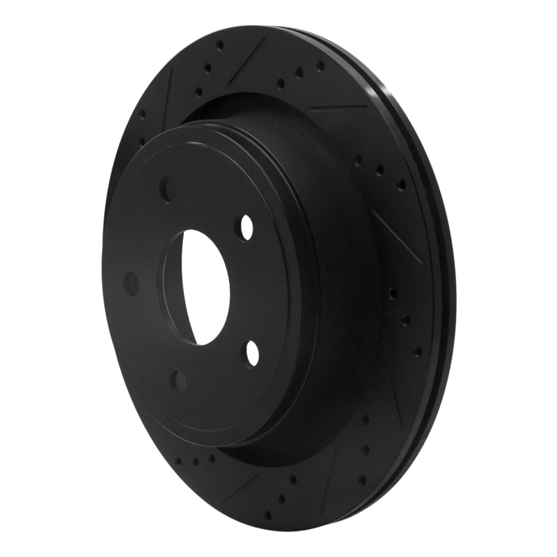 R1 02-24 Chrysler ASPEN Rear Left Drilled & Slotted Black Brake Rotor