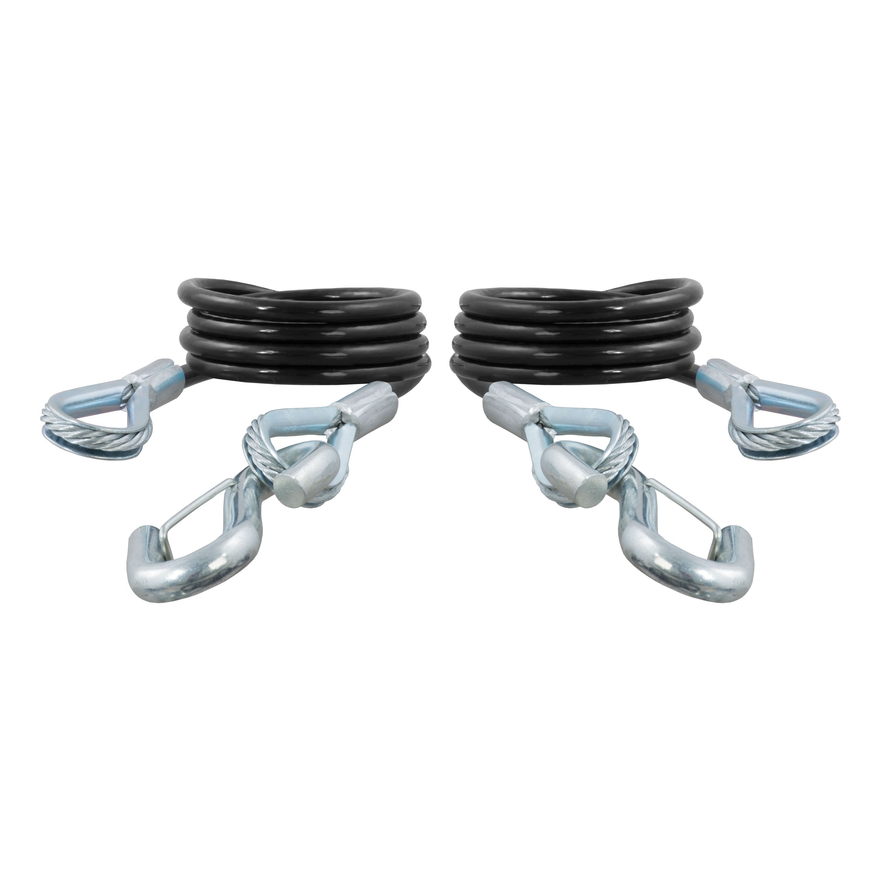 CURT 43-7/8-Inch Vinyl-Coated Trailer Safety Cables, 3/8-In Snap Hooks, 3,500 lbs Break Strength, 2-Pack Model 80136