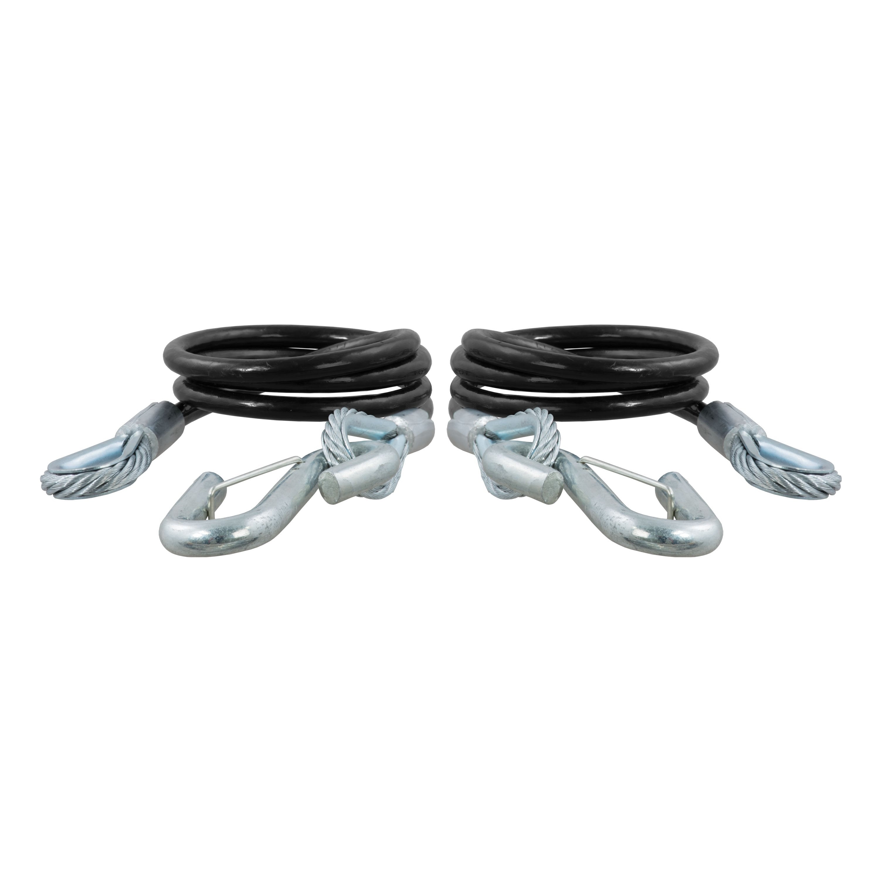 CURT 44-1/2-Inch Vinyl-Coated Trailer Safety Cables, 7/16-In Snap Hooks, 5,000 lbs Break Strength, 2-Pack Model 80151