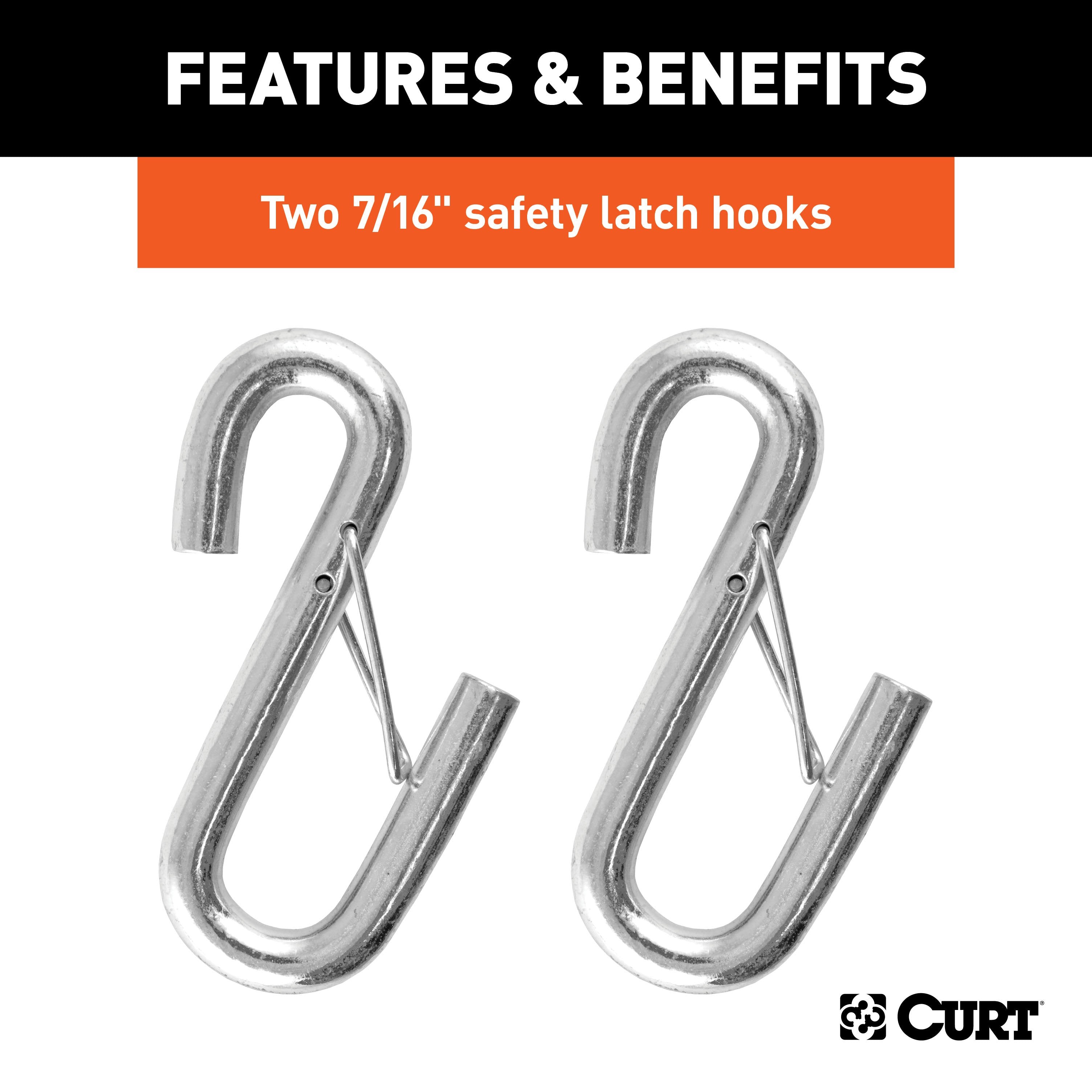 CURT 44-1/2-Inch Vinyl-Coated Trailer Safety Cables, 7/16-In Snap Hooks, 5,000 lbs Break Strength, 2-Pack Model 80151