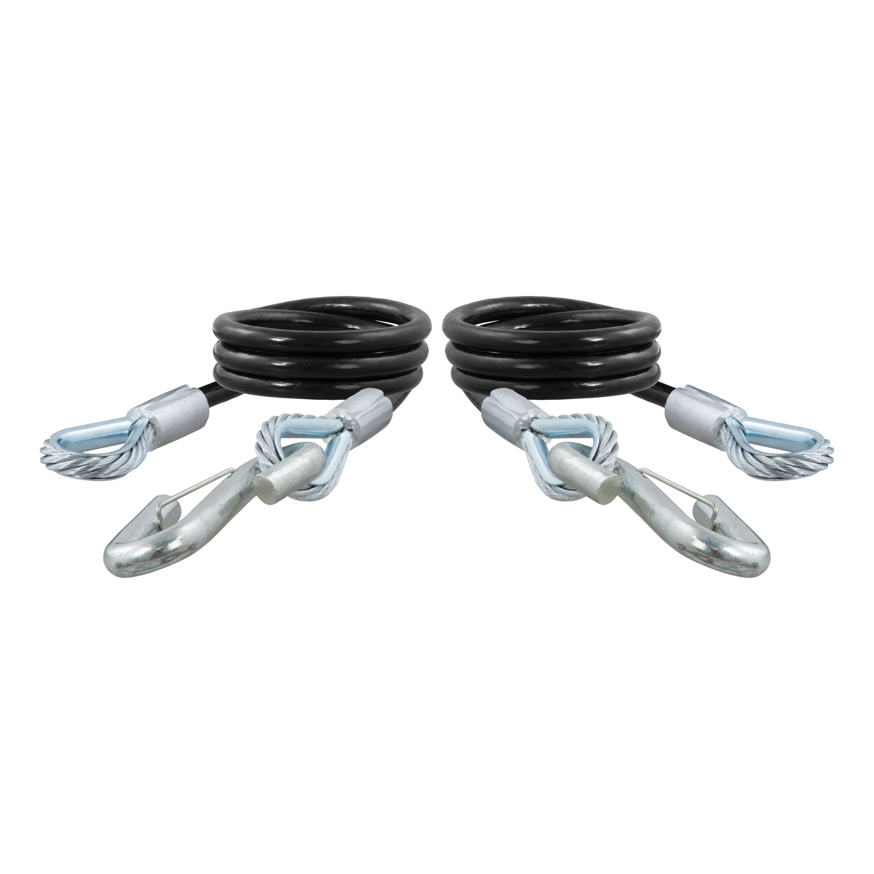 CURT 44-Inch Vinyl-Coated Trailer Safety Cables, 17/32-In Snap Hooks, 7,500 lbs Break Strength, 2-Pack Model 80176
