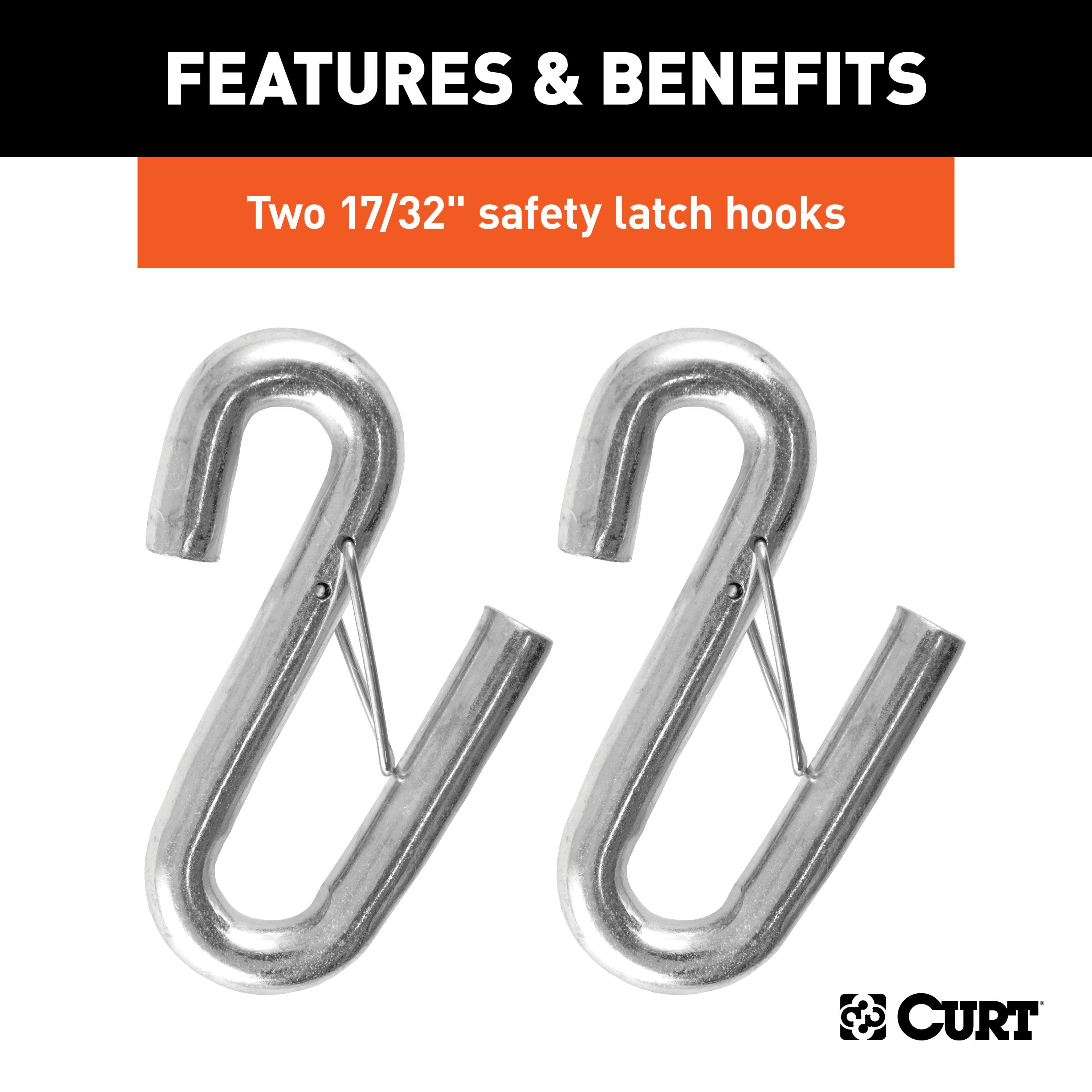 CURT 44-Inch Vinyl-Coated Trailer Safety Cables, 17/32-In Snap Hooks, 7,500 lbs Break Strength, 2-Pack Model 80176
