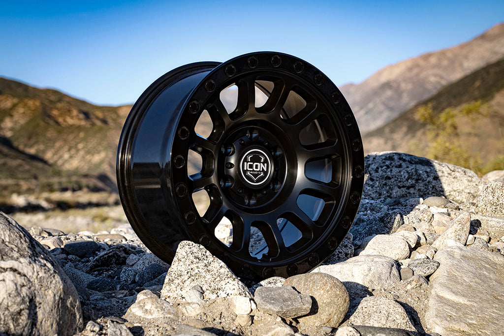 Hulse 18 X 9 / 8 X 6.5 12MM Offset 5.25 Inch Back Space Double Black, ICON Alloys