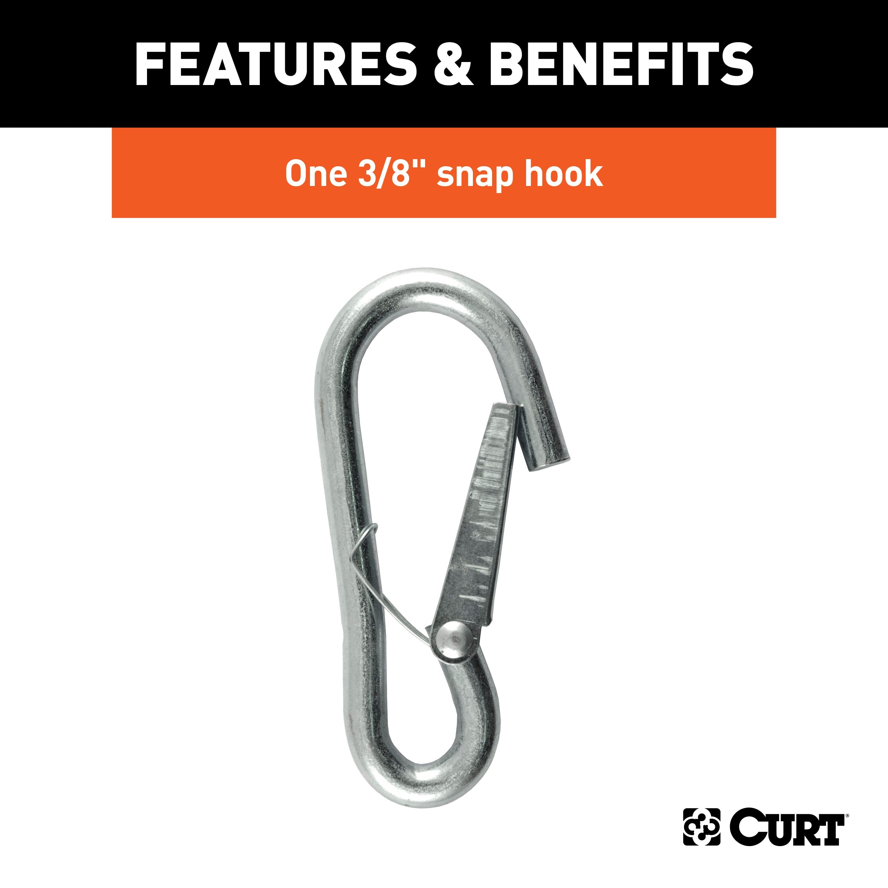 CURT 27-Inch Trailer Safety Chain with 3/8-In Snap Hook, 2,000 lbs Break Strength Model 80312